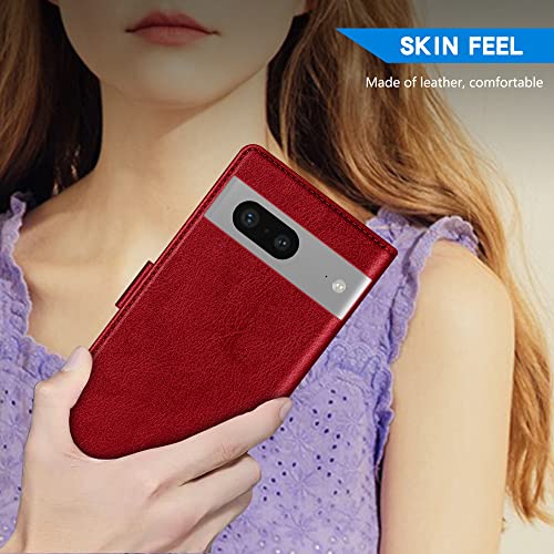 Image of ZZXX for Google Pixel 7 Wallet Case Magnetic Closure 6.3 inch,Red