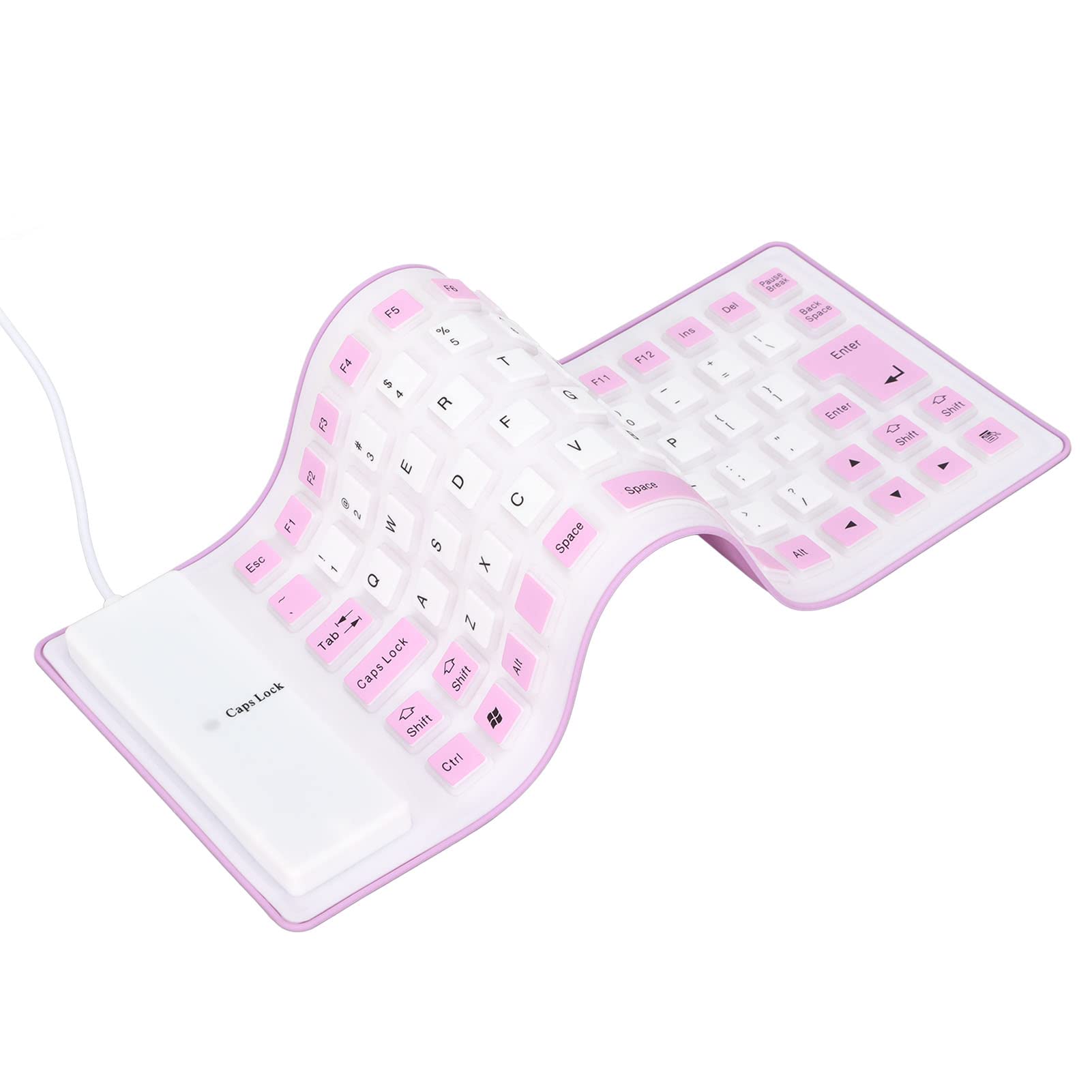 ASHATA Waterproof Silicone Keyboard,Foldable Flexible Wired USB Mini Dustproof Silent Keyboard 85 Keys,Lightweight & Portable,Soft Comfortable to Use,for PC Laptops(Purple)