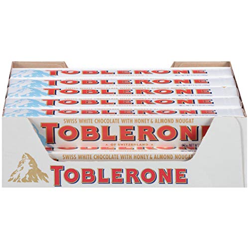 Toblerone Swiss White Chocolate Bars with Honey & Almond Nougat, Easter Chocolate, 20 - 3.52 oz Bars