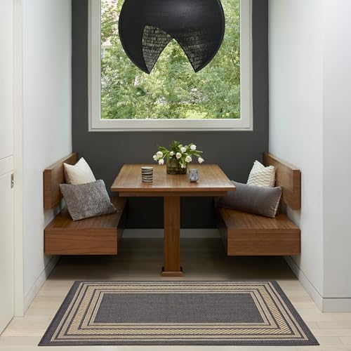 Nourison Home Horizon Indoor/Outdoor Charcoal 3' x 5' Area Rug - Easy Clean, Non Shedding, Bed Room, Living Room, Dining Room, Kitchen (3' x 5')