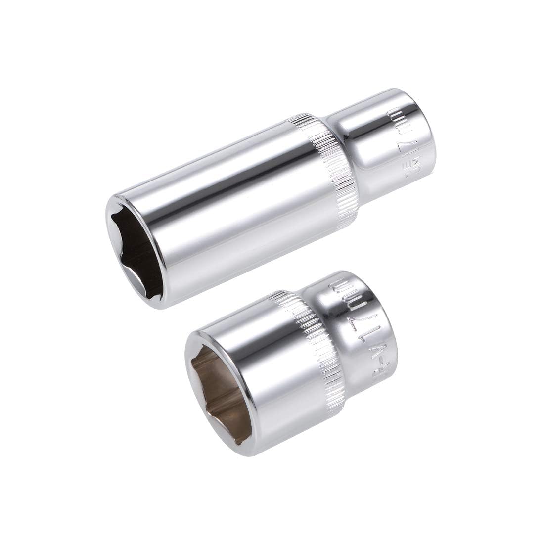 TA-VIGOR 2Pcs 3/8-Inch Drive by 17mm Deep and Shallow Socket, Cr-V Drive Socket, 6-Point, Metric for Auto Repairing and Household