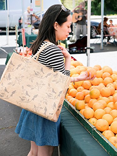 Image of KAF Home Jute Market Tote Bag with Corkscrew Print, Durable Handle, Reinforced Bottom and Interior Zipper Pocket, Generous capacity, 12.5 inch tall x 17 inch wide x 7 inch deep