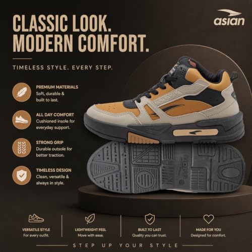 Image of ASIAN Men's MEXICO-11 Casual Sneaker Shoes with Synthetic Upper Lightweight Comfortable Mid Top Sneaker Shoes for Men's & Boy's