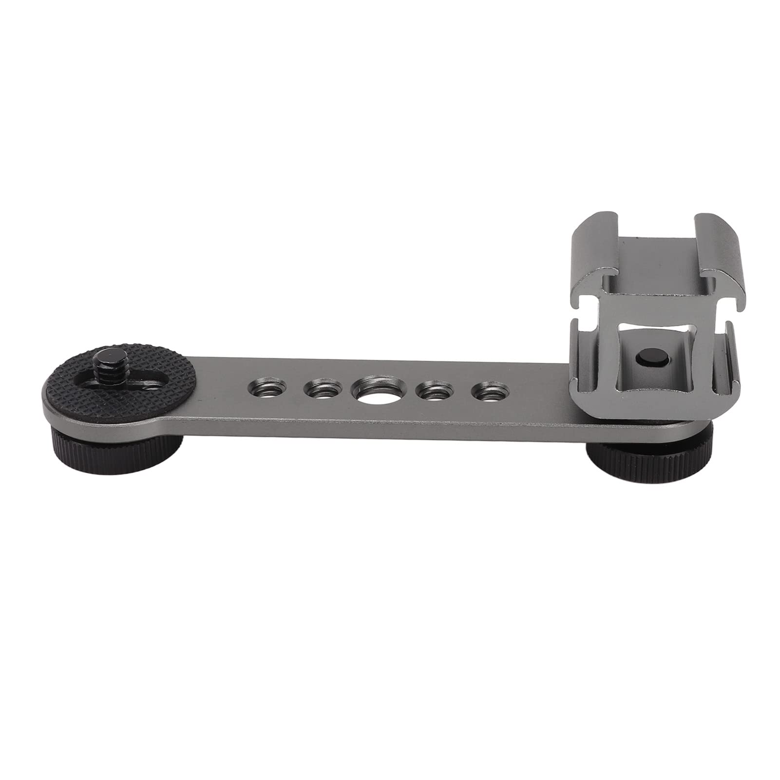 GOTOTOP Triple Cold Shoe Mount Plate, Aluminium Alloy Microphone Stand Mount Adapter for Tripod Monopod Stabilizer,for Photography, Vlogs, Interviews (Dark Grey)