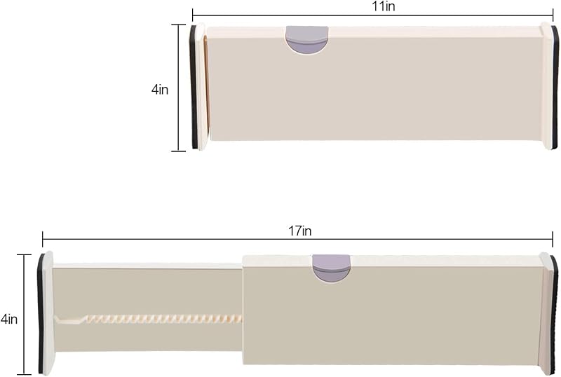 ARyee Bővíthető Fiókrendező Szett 4db - Állítható Műanyag Elválasztók Konyhába, Fürdőbe, Irodába, Hálószobába - Tartós Fiókszervező Rendszer