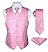 Produktbild Enlision Anzugweste rosa Herren Hochzeit Paisley Westen & Krawatte Einstecktuch Party Floral Jacquard Anzug Weste Set M