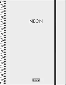 Tilibra - Neon Caderno Universitário com Espiral e Capa Plástica, Branco, 160 Folhas