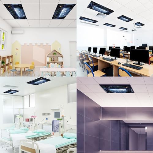 Image of 4 Pack Fluorescent Light Covers for Ceiling Lights Earth planet Cupola International space station Surface Elements this Magnetic Light Filters Diffuser Shade for Classroom Home Office School