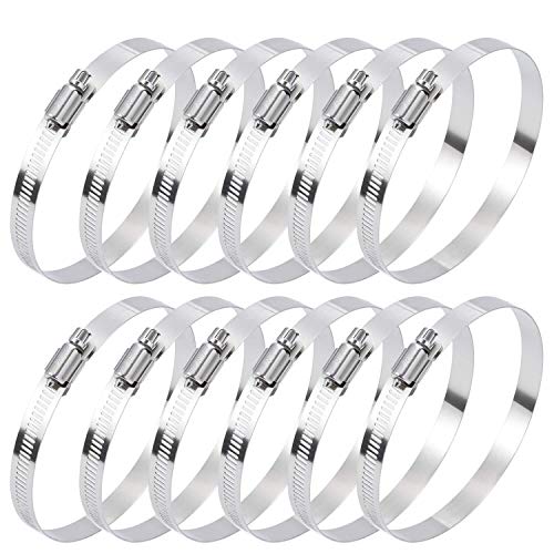 Selizo 12Pcs Hose Clamps 4 Inch Hose Clamp 304 Stainless Steel Hose Clamps Duct Clamp Worm Gear Adjustable 91-114mm Hose Clamp Fuel Line Clamp for Plumbing Automotive and Mechanical Applications