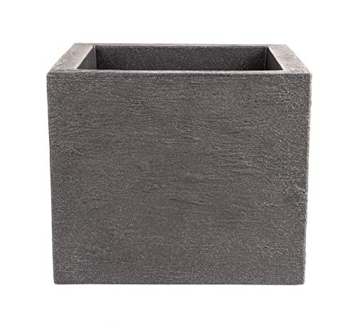 BigDean Pflanzkübel 39x39 cm groß - Granitstein-Optik in Anthrazit - Für Außen, frostsicher & wasserdicht - XXL Pflanztopf, Blumenkübel, Blumentopf für Terrasse & Balkon