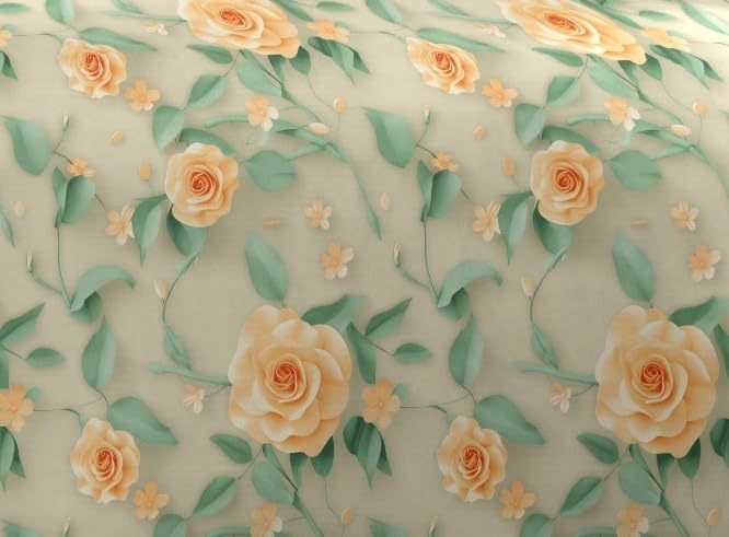 Image of DECOR2ADMIRE 300 TC Premium 7D Print Super King Size Cotton Bedsheet Set with 2 Pillow Covers | Ultra Soft 108 inch x 108 inch | Elegant Floral Designs (Peach Glow)