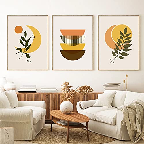 Cuadros abstractos para salón que transforman paredes vacías en espacios minimalistas boho