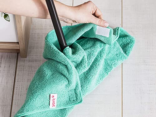 Image of YORK Hands-Free Squeeze Microfiber Flat Spin Mop System, 360 Flexible Head (32x12 cm), Bucket, Stainless Steel Handle, Extra Microfiber Pad + YORK Microfiber Cleaning Cloth for Multipurpose Use