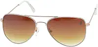 Óculos de Sol Aviador Clássico Unissex Polo London Club, Armação em Metal Stainless Stell