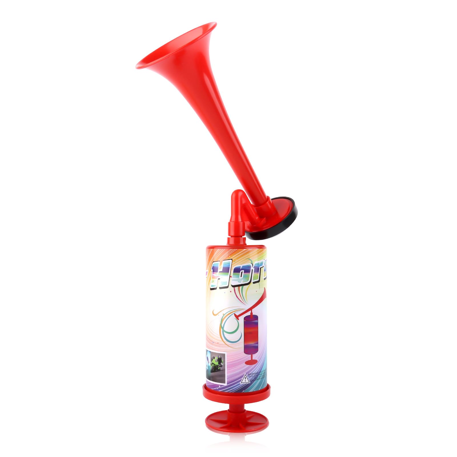 Tromba da Stadio, Mini Tromba ad Aria con Pompa a Mano, Manuale per Tromba da Tifoso per Feste, Partite di Calcio, Eventi Sportivi Rosso