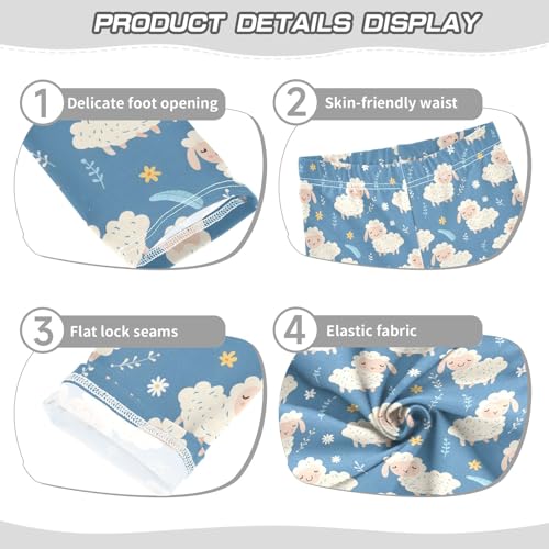 Cartoon Sheep Leaf Girls Leggings Kids Yoga Pants Athletic Tights Pants 4-10 Years3