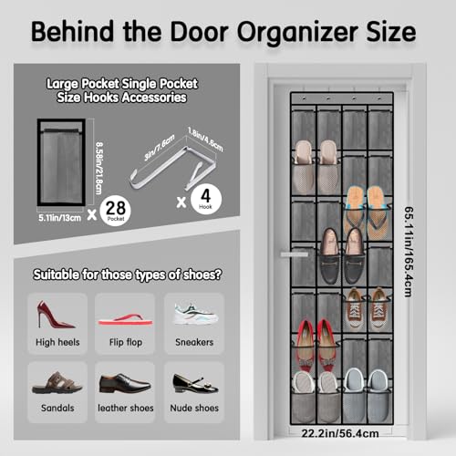 Kotkn 28 HUIS28002 Compartment Breathable Mesh Pocket Over The Door Hanging Shoe Organizer thumb #2