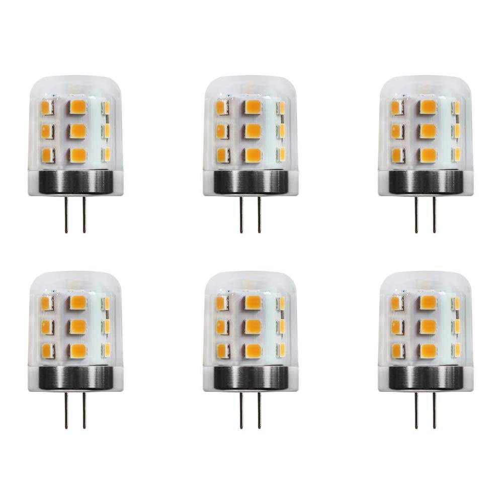 Outdoor T3 G4 Bi-pin LED Light Bulbs, Weatherproof Plastic Dome,12V 20W JC Type Halogen Replacement Warm White 2700K for Outdoor Landscape Lighting Path Lights Deck Step Lights 6pcs