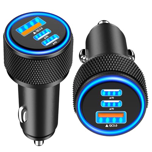 USB C Car Charger, 2Pack BAOYUANDA 67W 3-Port USB-C & USB-A Fast Car Charger Cigarette Lighter Fast Charging for iPhone 16/15/14/13/12/11/Pro Max, iPad Pro, Galaxy S24/S23/S22, Google Pixel, Android
