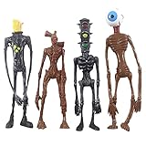 4Pcs Cartoon Action Figure Model Toys with Light, Horror Head Model Doll Toys, Halloween Thanksgiving Christmas Party Gifts for Kids and Fans (4pcs)