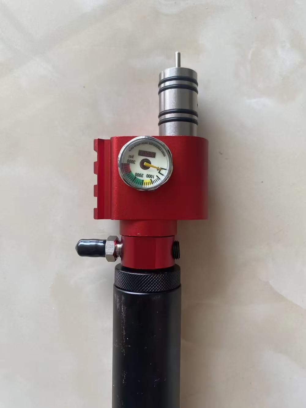 Shan bao submersible valve aluminum alloy switch regulator with 3000psi display+20cm/40cm thick aluminum alloy pipe (Red Z valve 40cmgz)