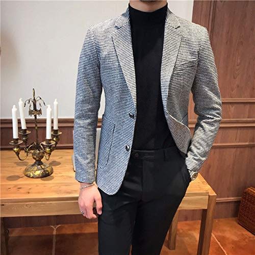 Mens Slim Fit Houndstooth Plaid Dogstooth Casual Blazers Jacket Suit Coat Grey Brown4