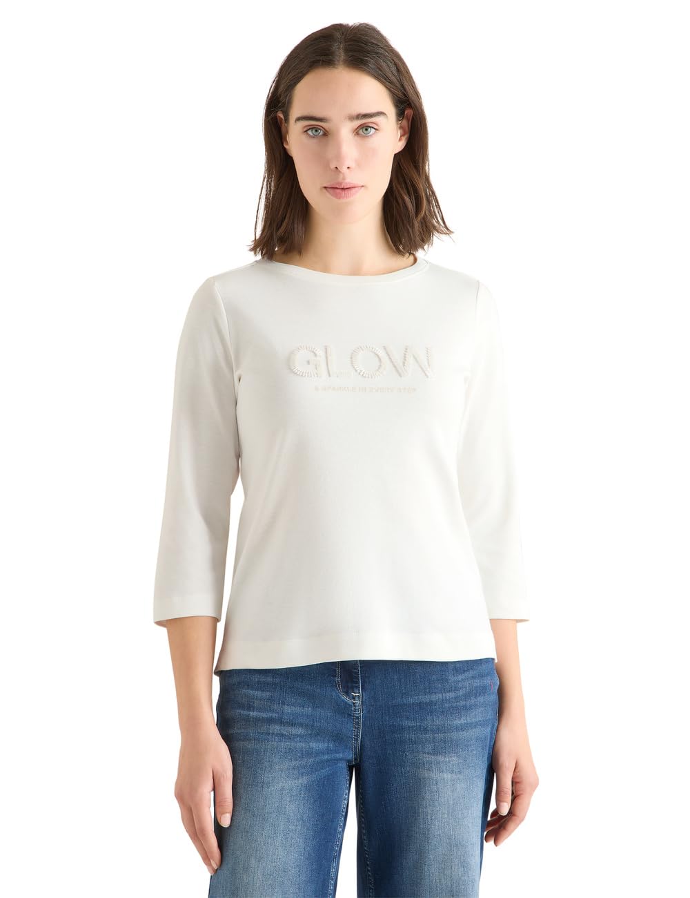 Cecil Women's 3228478 Shirt with Wording, Vanilla White, M