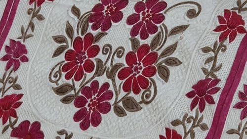 Image of Fab Nation Sofa Cover L Shape 5 Seater with Corner L Type Fully Covered Sofa Set for Living Room | Cotton Sofa Slipcovers for 3 + 2 Seaters Cover with 2 Arms + 1 Table Cover | Floral Pink