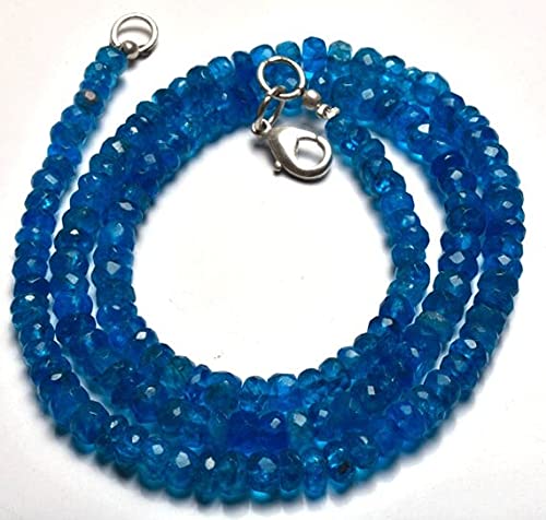 Collier apatite bleue néon véritable contre les bijoux ternes perles facettées 45cm - 2