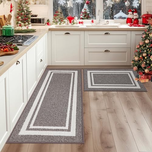 COSY HOMEER Alfombra de cocina antideslizante, 2 unidades, alfombra de cocina, lavable, antideslizante, alfombra de pasillo para cocina, alfombrilla de cocina, alfombra de pasillo (51 x 76 cm + 51 x