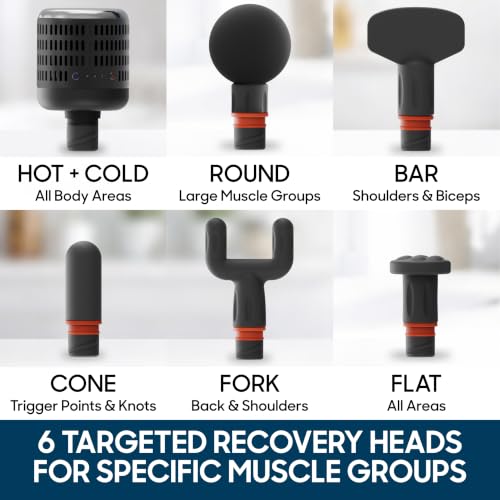 Image of Sharper Image Powerboost Versa Heat & Cold Therapy Percussion Massage Gun | Deep Tissue Back Massager, Quiet, Lightweight Handheld Massage Tool, Travel Case, Full Body Muscle Pain Relief, Trigger Point