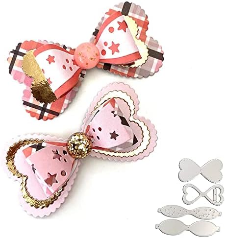 2 piezas de lazos de metal troquelados, 2 troqueles de corte de lazos, plantillas de papel para tarjetas, manualidades, troqueles de corte de metal,