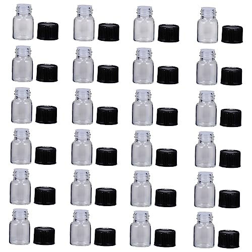 Beatifufu Essential Oils Bottles 30 Pack 2ml Glass Dispensing Bottles Leakproof Plastic Cap for Scent Aromatherapy and Mini Storage