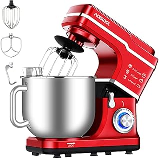 Stand Mixer Food 7L Acekool MC1 10 Speeds 1400W Tilt-Head Cake Electric Kitchen Multi-functional with Dough Hook Mixing Whip and Beater (Red)