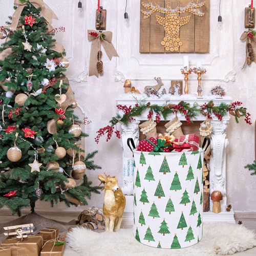 Image of Round Laundry Basket Collapsible Storage Hamper Toy Bin (Christmas Tree)