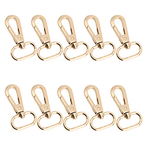 willikiva 10 Pcs 1inch Snap Hook Swivel Push Gate Lobster Clasps Swivel 1" Oval Ring Swivel Hook Lobster Clasp for Purse Making Push Gate Swivel Snap Clips (Gold)