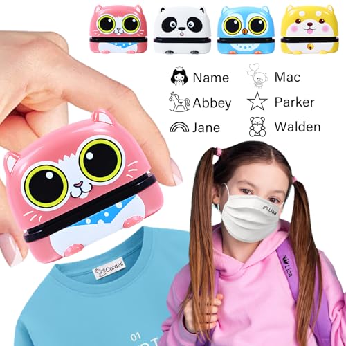 Timbro Personalizzato per Vestiti Bambini Asilo – Timbri con Nome per Abiti, Etichette, Libri – Facile da Usare, Inchiostro Resistente al Lavaggio, Perfetto per Scuola, Asilo e Casa (Strato Singolo)