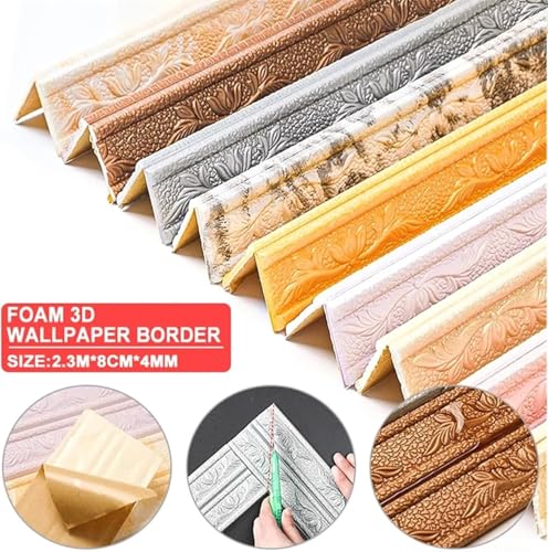 Moldura 3D autoadhesiva lavable de espuma para proteger y decorar paredes 3