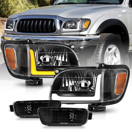 KEEKPO - For 2001-2004 Toyota Tacoma Upgrade LED Tube Sequential Signal Headlights w/Greeting Light Pair Set Left+Right
