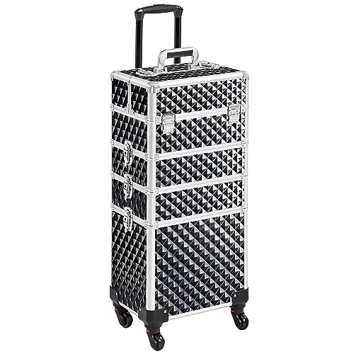 Abician Grande Valise de Maquillage 4 en 1 Mallette Maquillage Professionnelle Beauty Case pour...