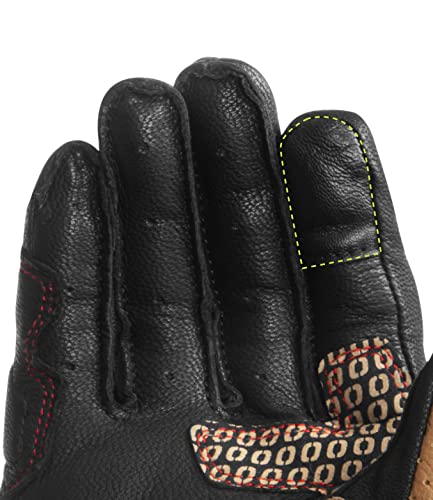 Image of Rynox Storm Evo 3 Gloves - CE Certified Full Gauntlet Motorcycle Riding Leather Gloves | Impact Protection | Scaphoid Protection | Abrasion Resistance - Sand Brown Black | Medium