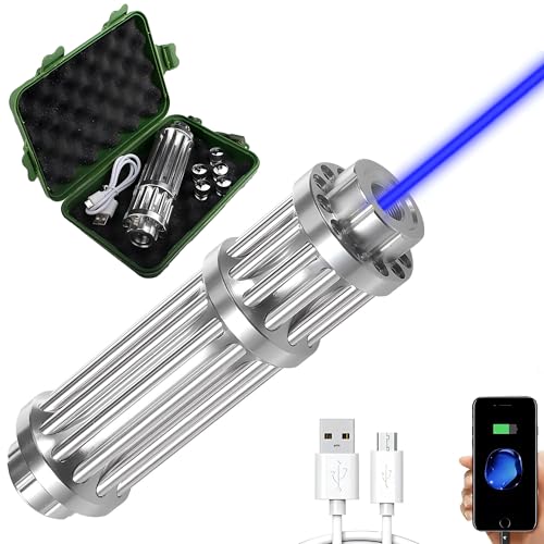 ERAMONG High Power Blue Flashlight, Long Range Flashlight with Adjustable Focus, USB Rechargeable Handheld Light for Camping, Hiking, Fishing