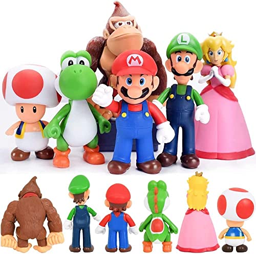 6Pcs/Set Mario Figures Children’s Toy–-Mario & Luigi Figurines–Yoshi & Mario Bros Figures Mario Pvc Toys Birthday Party Favors 2023 For Kids Collection Playset (4.7-5Inch) #TOP24