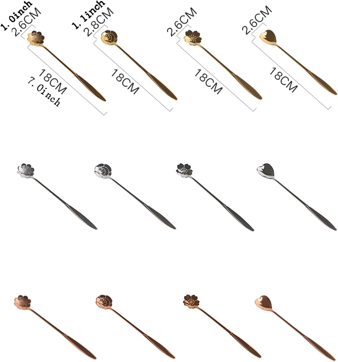 Soup Spoon Petal Shape Stirring Spoon Long Handle Dessert Spoon Small Stainless Steel Spoon Ice Cream Spoon