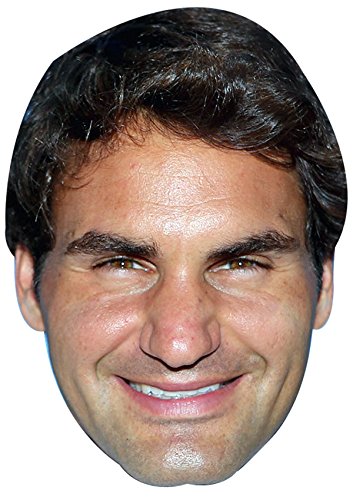 FoxyPrinting ROGER FEDERA JB - Tennis Fancy Dress Cardboard Celebrity Cardboard Party Face Mask Fancy Dress