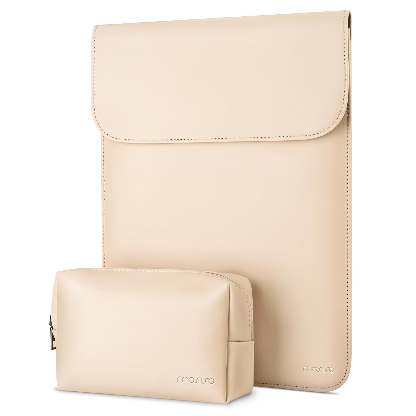 MOSISO Laptop Case 13 inch, 13 inch Laptop Sleeve Compatible with MacBook Air M4 M3 M2 M1 2025-2018 / Pro M2 M1 2025-2016, Faux Suede Leather Case with Small Bag, Apricot