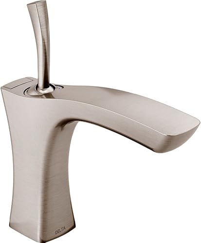 Delta Faucet Tesla solo agujero baño grifo níquel cepillado grifo de baño de una sola manija grifo montaje de drenaje de metal inoxidable 552LF-SSMPU