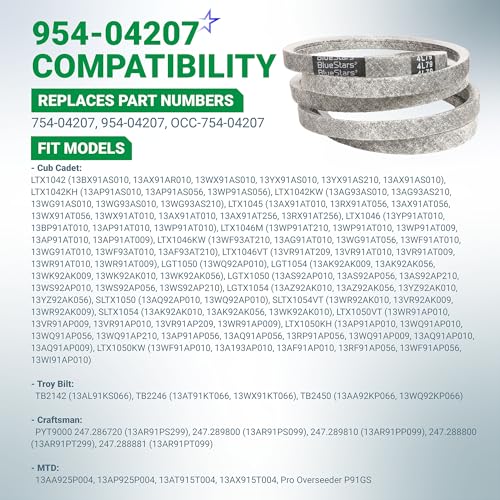 Image of BlueStars 954-04207 754-04207 Drive Belt | Aramid Cord | 1 /2 x 79