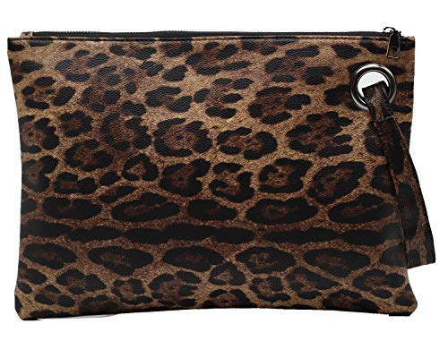 Image of Amaze Women's Oversized Envelope Clutch Purse, Large PU Leather Evening Bag with Wristlet Strap for Wedding & Party
