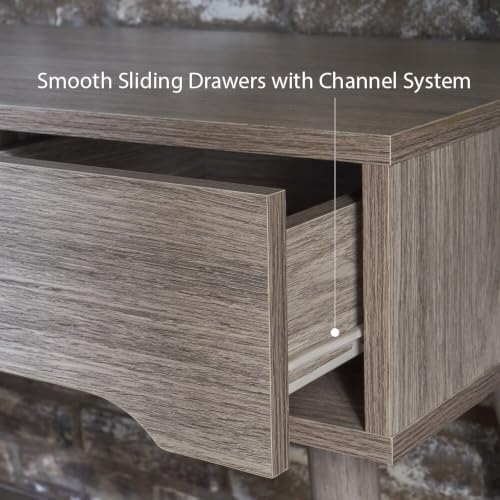 Image of Elara TV Unit Engineered Wood Cabinet with Solid Wood Legs | Scandinavian Modern Design with Spacious Storage | Dual Drawer Entertainment Console - Columbia Oak